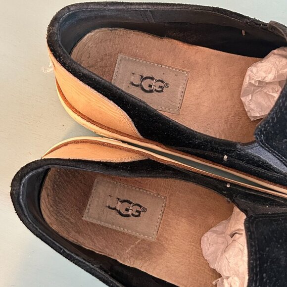 Ugg Women's Adley Perforated Slip-On Sneaker Size 8 Suede Black and Tan Preppy - Picture 10 of 11